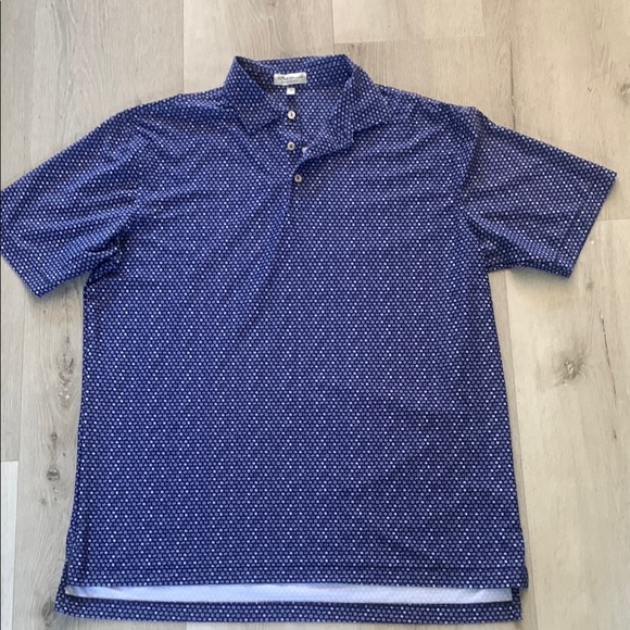 Peter Millar Blue Polo Shirt‎ with Classic Collar and Short Sleeves golf printed - Picture 1 of 9